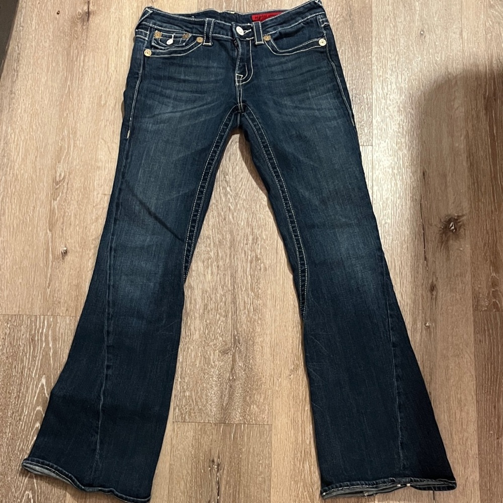 Vigoss Dark Indigo Flare Jeans with Contrast Stitching